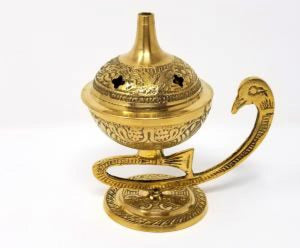 Brass Peacock Burner 4"  cone and charcoal incense burner